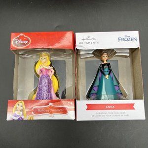 Hallmark Disney Princess Rapunzel Tangled & Frozen Princess Anna Ornaments